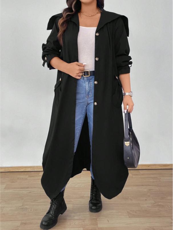 Elegante Dames Maxi Trenchcoat met knopen
