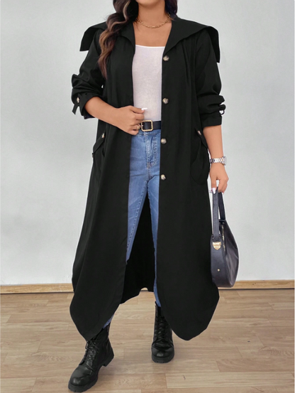 Elegante Dames Maxi Trenchcoat met knopen