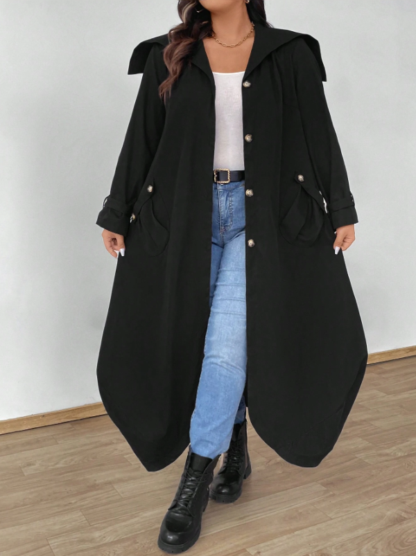 Elegante Dames Maxi Trenchcoat met knopen