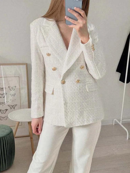 Odette - Tweed Blazer met Dubbele Knopenrij voor Dames