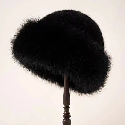 Warme Chique Winterhoed Met Zachte Nepbontafwerking Voor Vrouwen