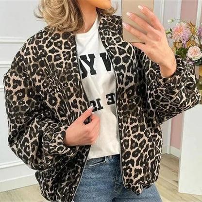 Corinna - Bomberjack met luipaard print