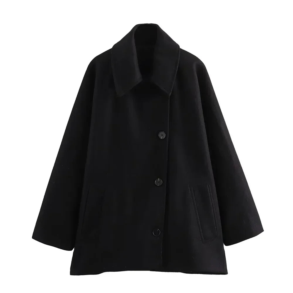 Dames Elegante Oversized Peacoat jas Met Knoopsluiting