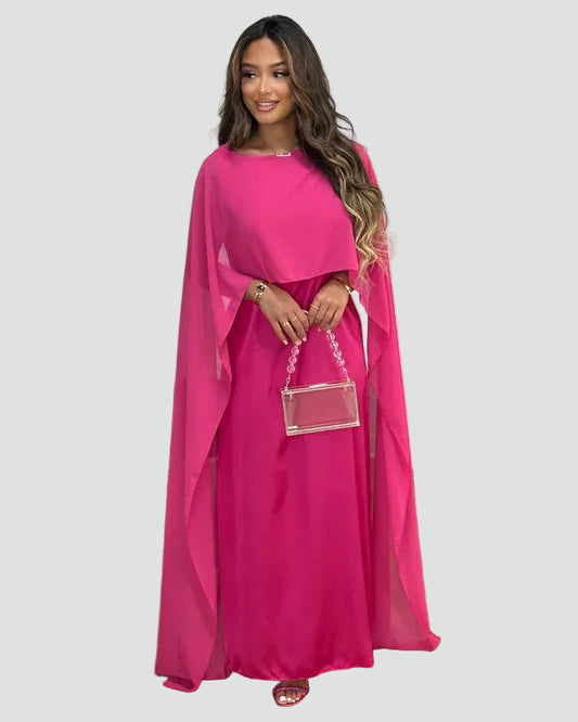 Luxe Maxi Galajurk Met Cape Mouwen voor Vrouwen