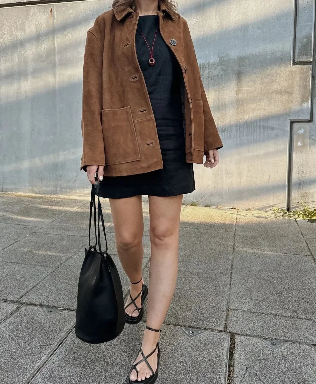 Aurea - Grote suède Button-Up jas voor dames