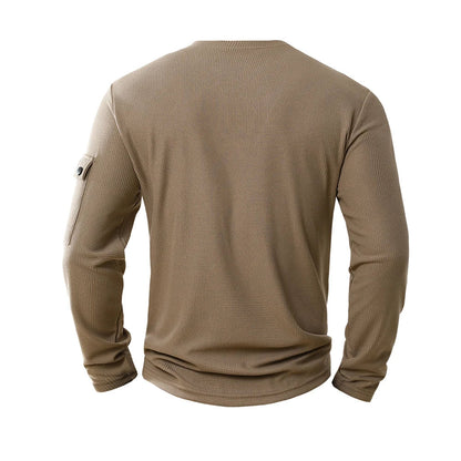 Heren Sweatshirt Met Henley Hals En Borstzak