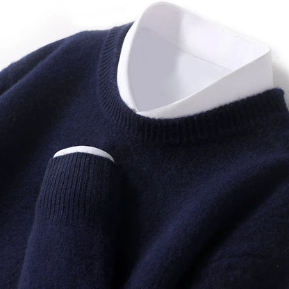 Merino Wol Gebreide Trui met Ronde Hals Warm en Zacht voor Heren