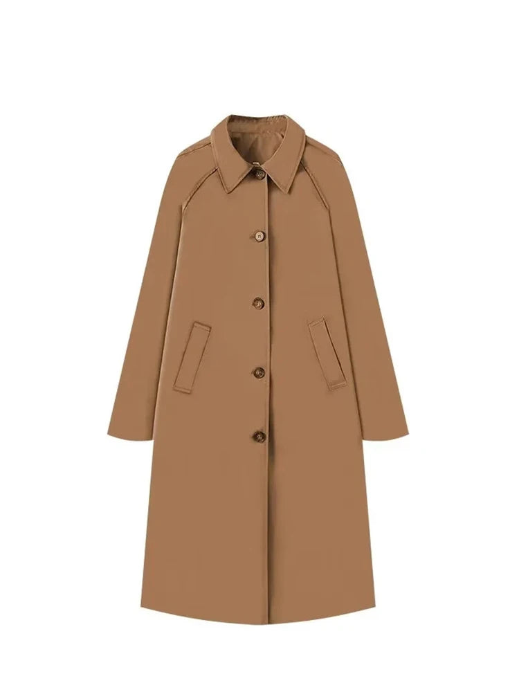 Lange Dames Trenchcoat met Geruitte Binnenvoering