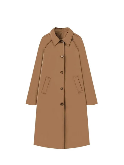 Lange Dames Trenchcoat met Geruitte Binnenvoering