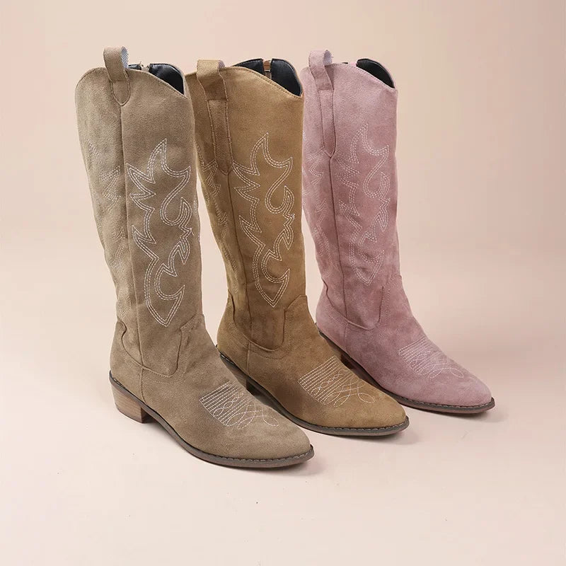Bestikte Western Cowboylaarzen Met Lage Hak Voor Dames