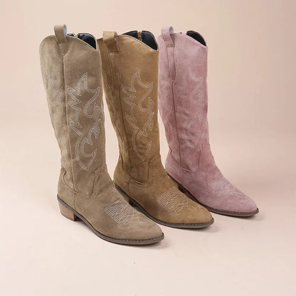 Bestikte Western Cowboylaarzen Met Lage Hak Voor Dames