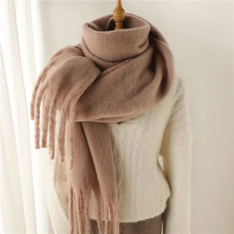 Chique winterse oversized sjaal met lange franjes voor dames