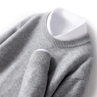 Merino Wol Gebreide Trui met Ronde Hals Warm en Zacht voor Heren