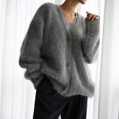 Luxe Oversized Dames Cardigan Met V Hals En Zachte Wollook