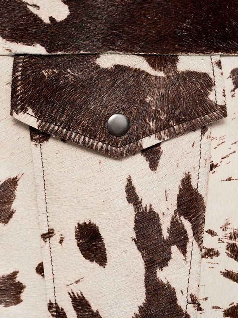 Melany - Trendy Korte Jas met Bruin-Witte Cowprint voor Dames