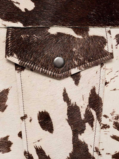 Melany - Trendy Korte Jas met Bruin-Witte Cowprint voor Dames