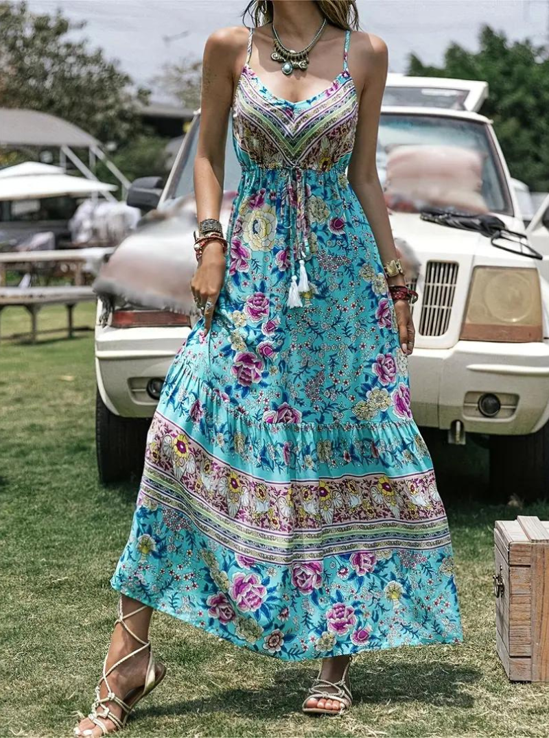 Dragana - Maxi Jurk met Boho Print en Kwastjesdetails voor Dames