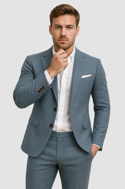 Stijlvol Heren Linnen Pak met Slim Fit Blazer en Broek