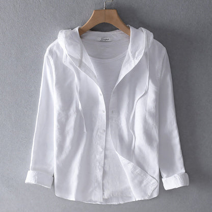 Stella - Gestreept Hoodie-shirt met Knoopsluiting voor Vrouwen