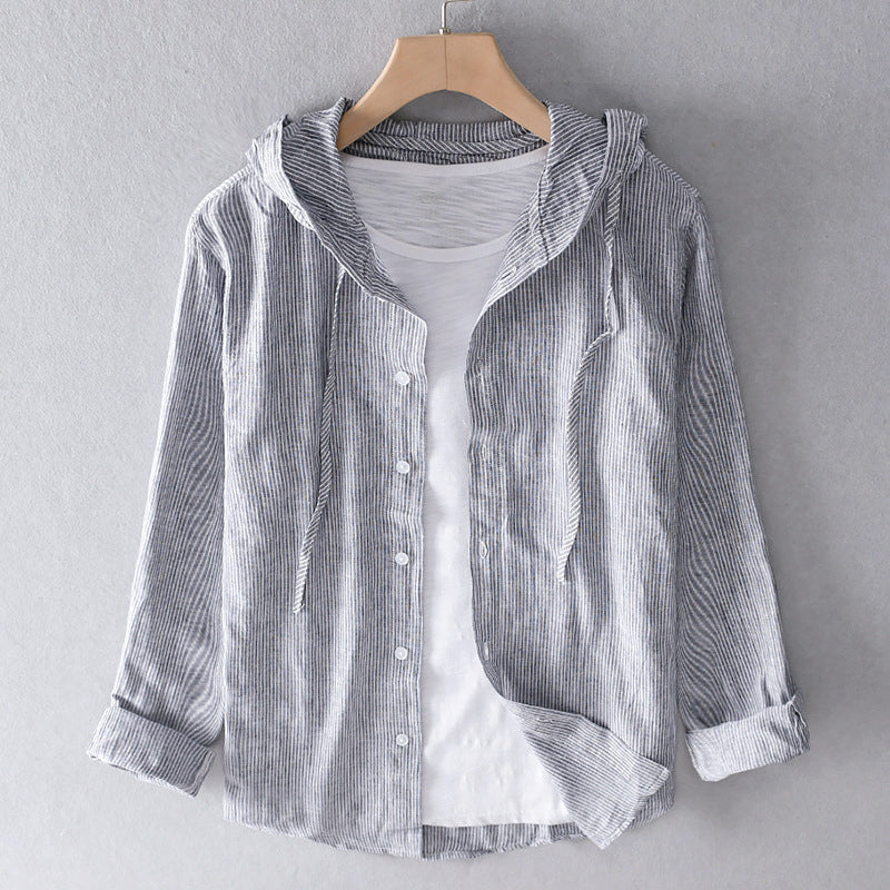 Stella - Gestreept Hoodie-shirt met Knoopsluiting voor Vrouwen