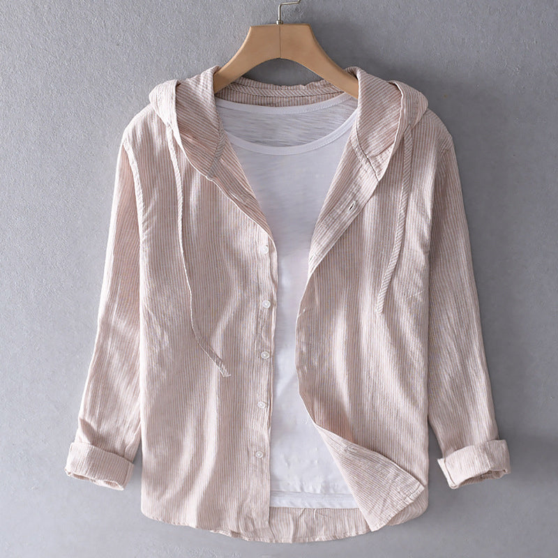 Stella - Gestreept Hoodie-shirt met Knoopsluiting voor Vrouwen