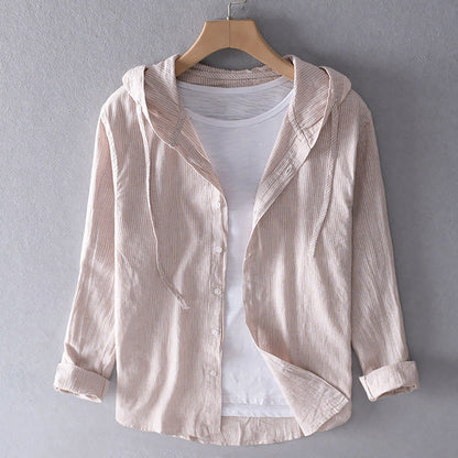 Stella - Gestreept Hoodie-shirt met Knoopsluiting voor Vrouwen