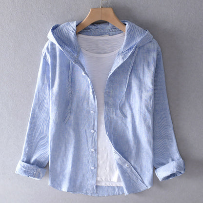 Stella - Gestreept Hoodie-shirt met Knoopsluiting voor Vrouwen