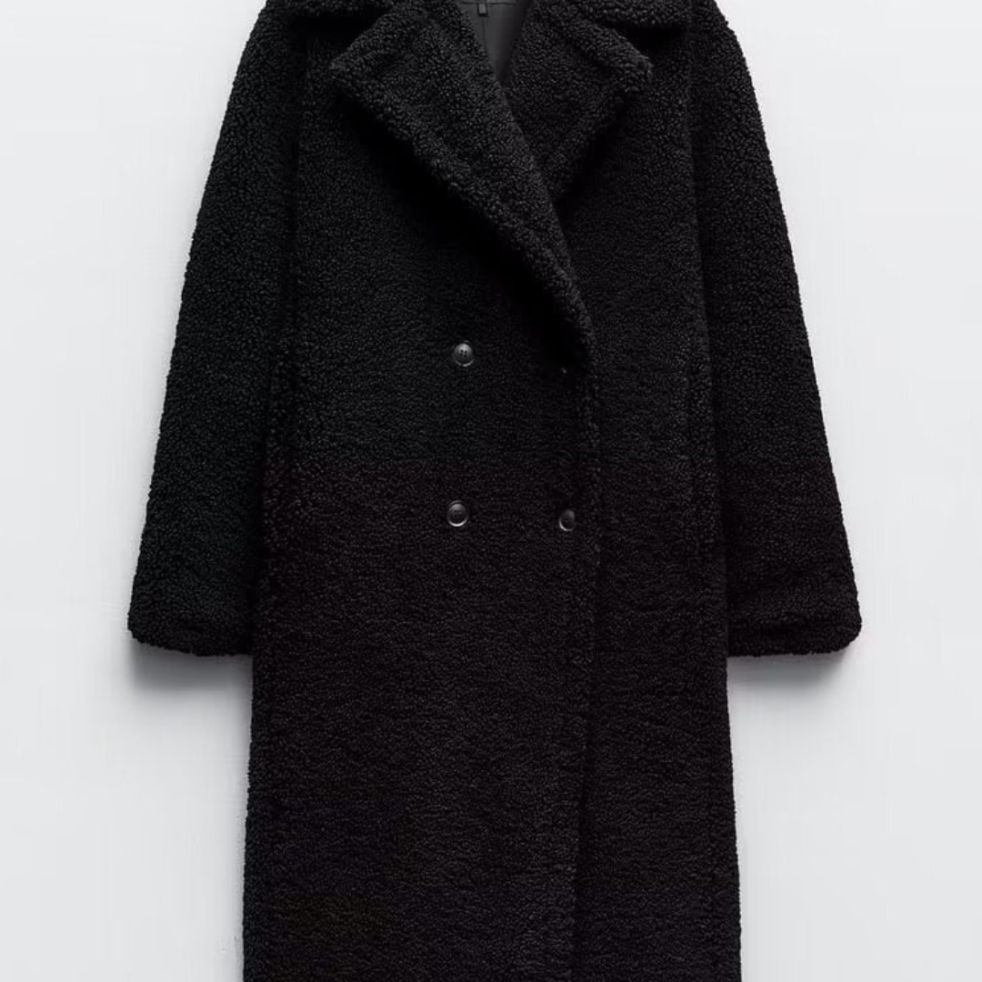 Zachte Oversized Teddy Winterjas Dames met Reverskraag en Dubbele Knopen