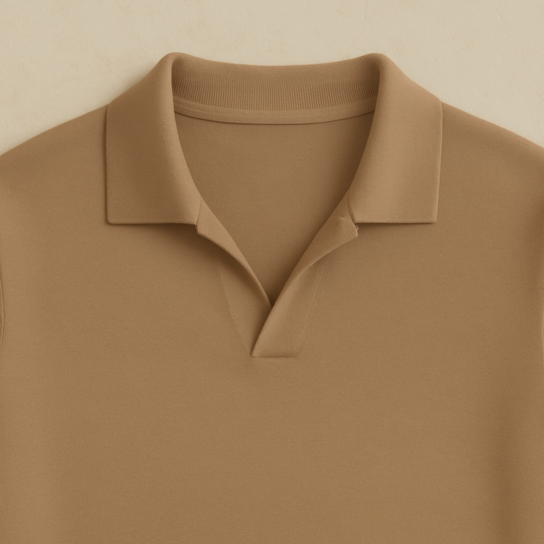 Comfortabele Fijngebreide Heren Polo Trui met Kraag en Lange Mouwen