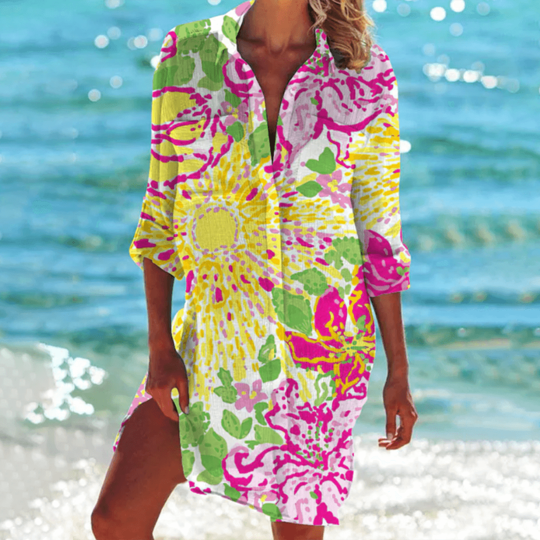 Mia – Oversized Tie-Dye Strandblouse met Lange Mouwen voor Dames