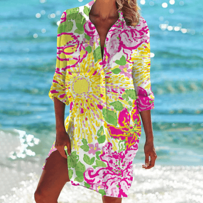 Mia – Oversized Tie-Dye Strandblouse met Lange Mouwen voor Dames