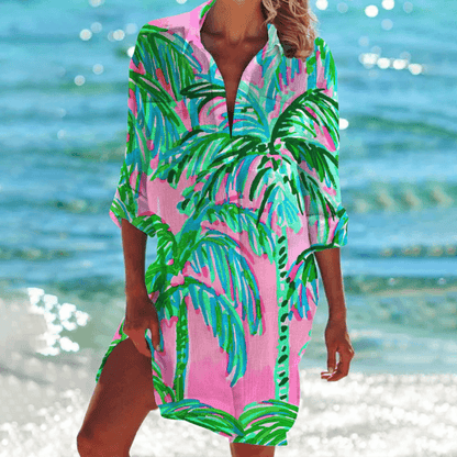 Mia – Oversized Tie-Dye Strandblouse met Lange Mouwen voor Dames