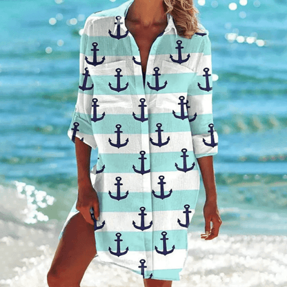 Mia – Oversized Tie-Dye Strandblouse met Lange Mouwen voor Dames