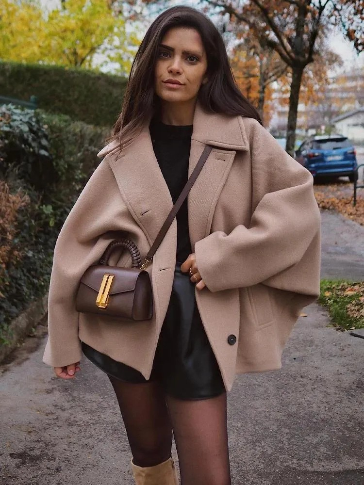 Dames Elegante Oversized Peacoat jas Met Knoopsluiting