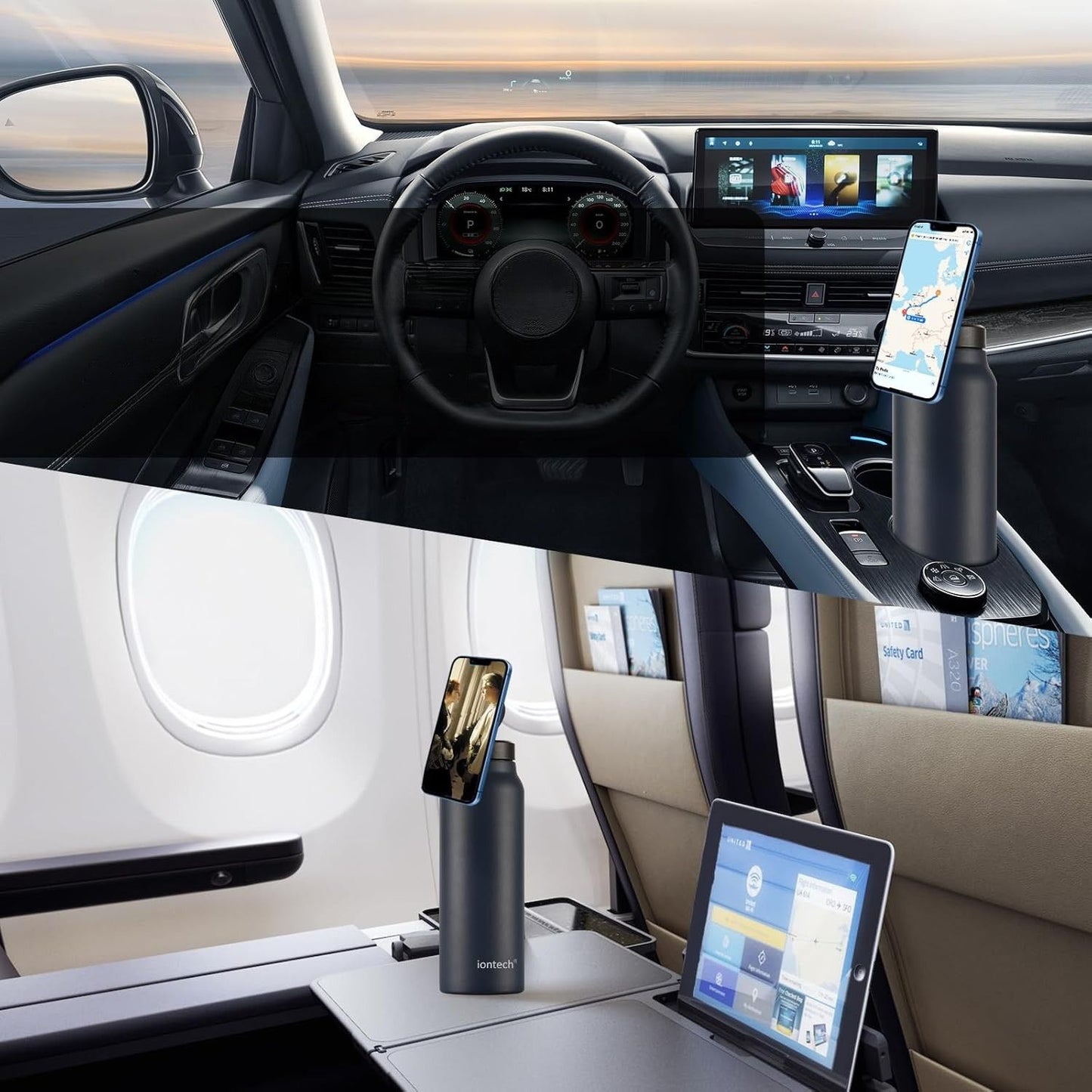HydroMag - RVS Drinkfles met Magsafe Telefoonhouder