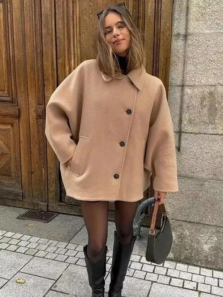 Dames Elegante Oversized Peacoat jas Met Knoopsluiting