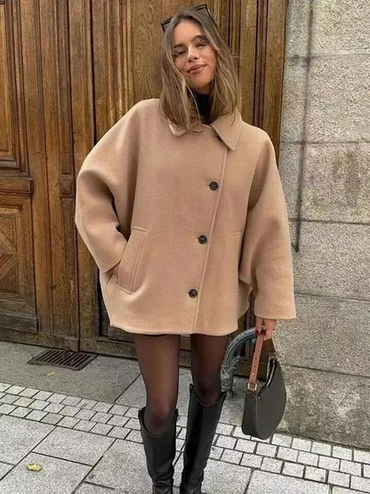 Dames Elegante Oversized Peacoat jas Met Knoopsluiting
