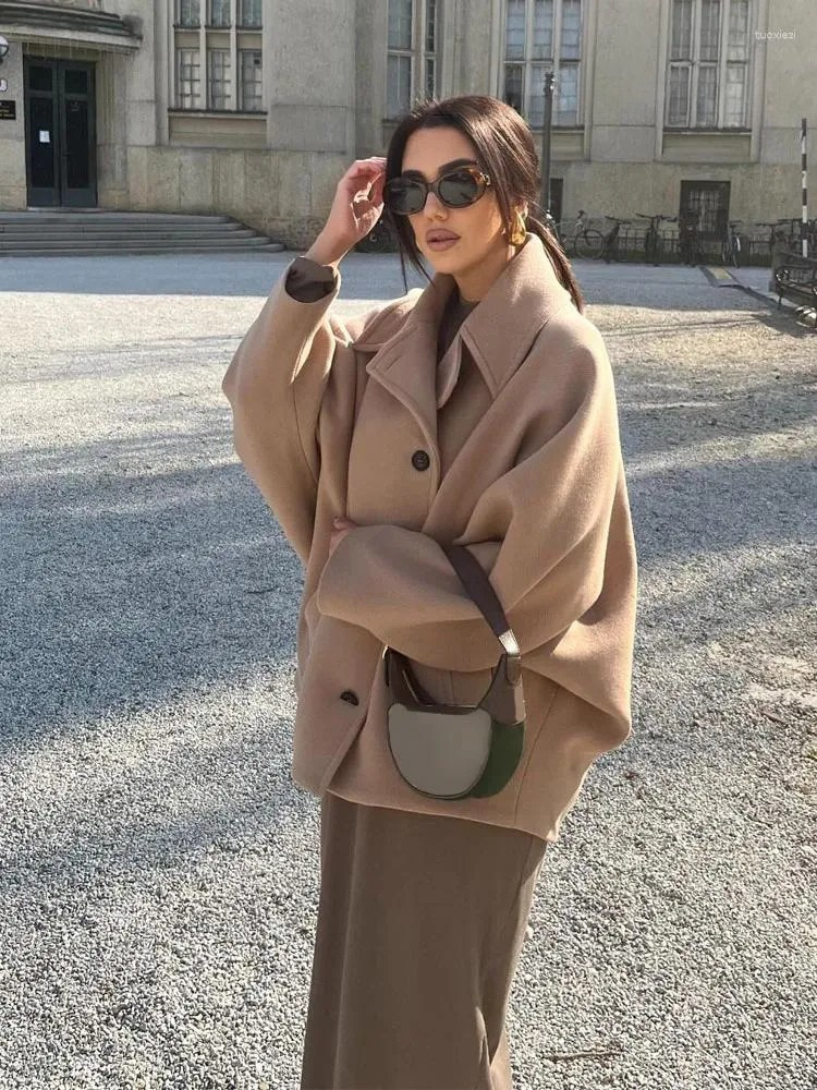 Dames Elegante Oversized Peacoat jas Met Knoopsluiting