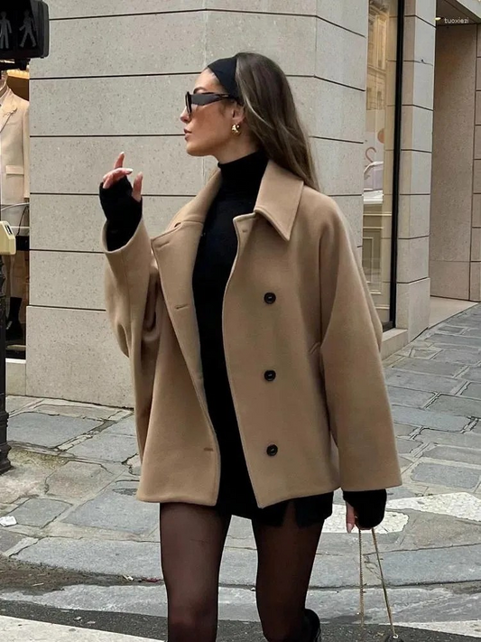 Dames Elegante Oversized Peacoat jas Met Knoopsluiting