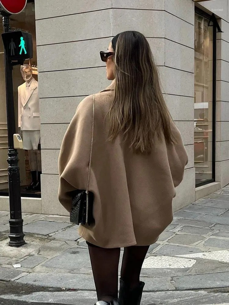 Dames Elegante Oversized Peacoat jas Met Knoopsluiting