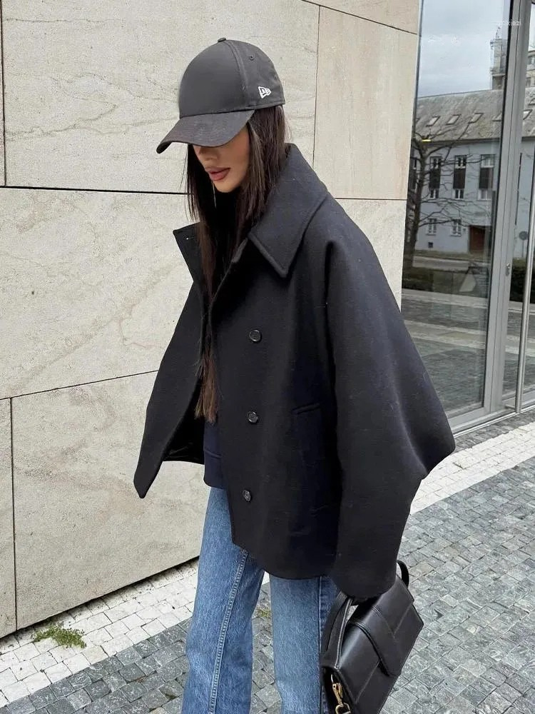 Dames Elegante Oversized Peacoat jas Met Knoopsluiting