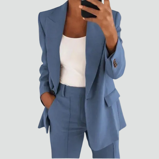 Vrouwen Blazer-Broek Set Met Getailleerde Blazer