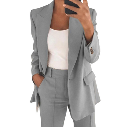 Vrouwen Blazer-Broek Set Met Getailleerde Blazer
