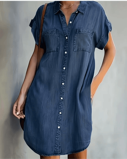 Celine - Denim Dress met Zakken en Relaxte Fit voor Dames