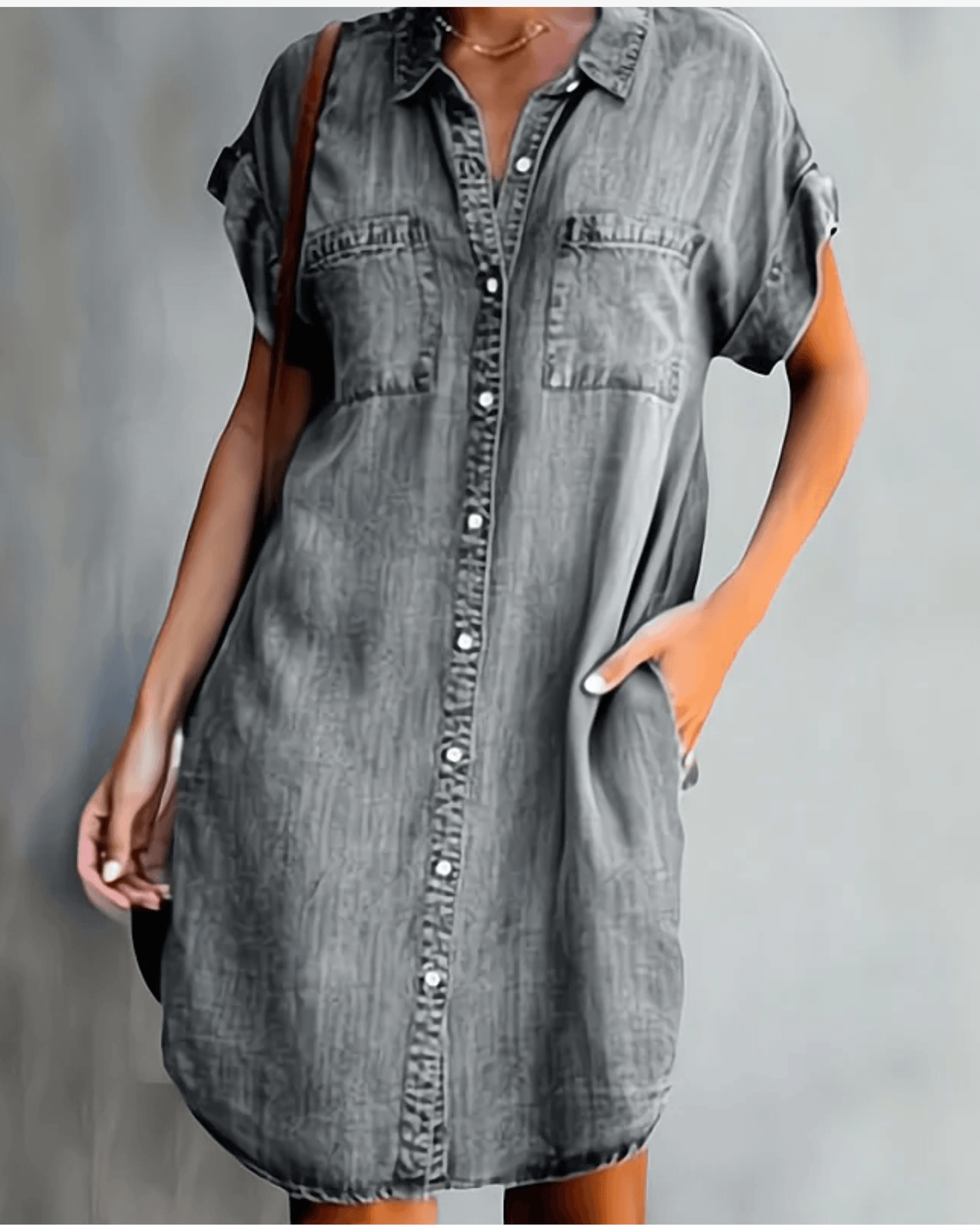 Celine - Denim Dress met Zakken en Relaxte Fit voor Dames