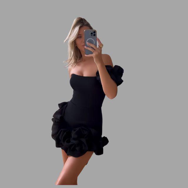 Chelsea - Strapless Cocktailjurk met Bloemdetails