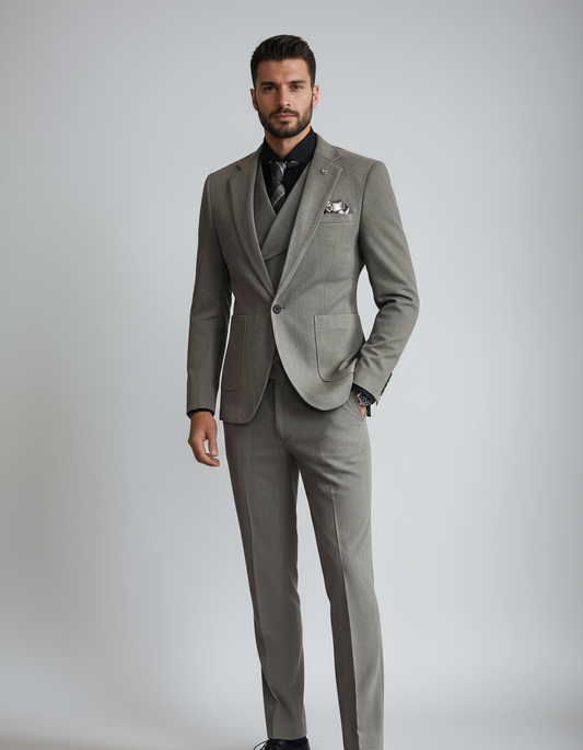 Slim Fit Formeel Pak 3 Delig Set voor Heren met Blazer Gilet en Pantalon