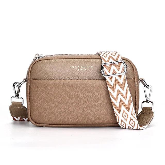 Basia – Leren Crossbody Handtas met Geometrische Schouderband