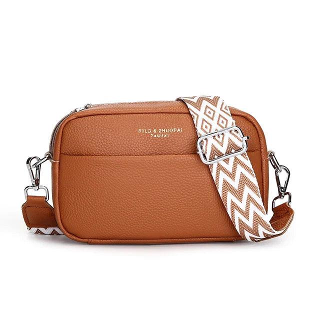 Basia – Leren Crossbody Handtas met Geometrische Schouderband