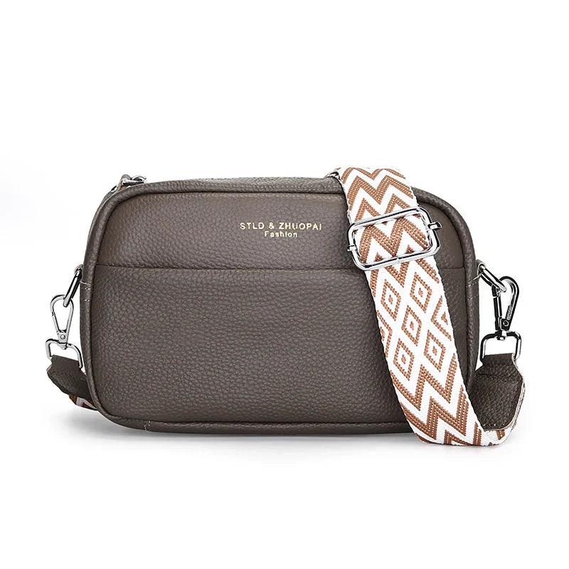 Basia – Leren Crossbody Handtas met Geometrische Schouderband